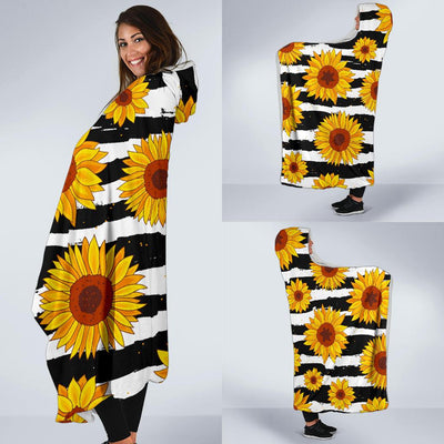 Sunflower Pattern Print Design SF010 Hooded Blanket-JORJUNE.COM