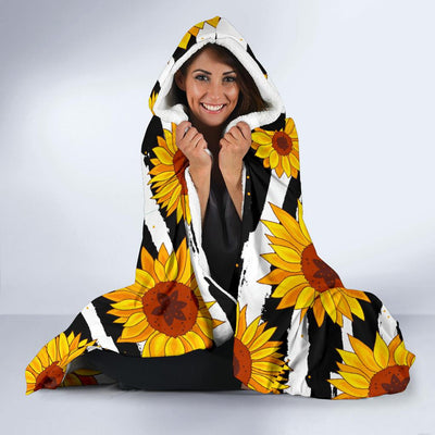 Sunflower Pattern Print Design SF010 Hooded Blanket-JORJUNE.COM