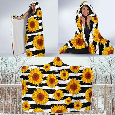 Sunflower Pattern Print Design SF010 Hooded Blanket-JORJUNE.COM