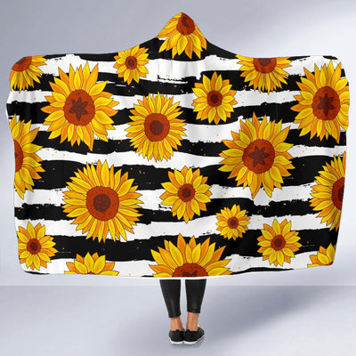 Sunflower Pattern Print Design SF010 Hooded Blanket-JORJUNE.COM