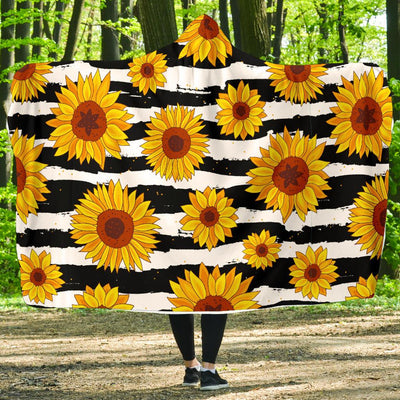 Sunflower Pattern Print Design SF010 Hooded Blanket-JORJUNE.COM