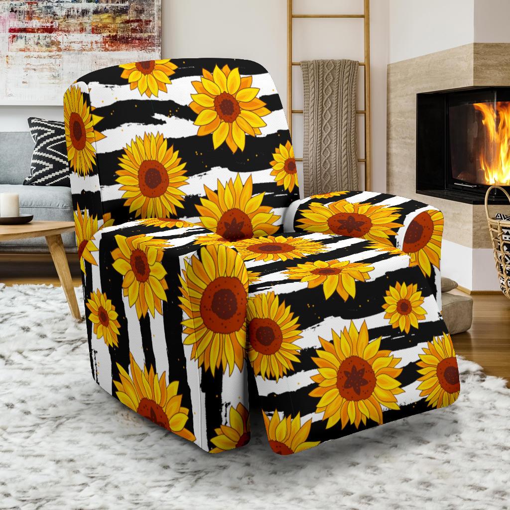 Sunflower Pattern Print Design SF010 Recliner Slipcover-JORJUNE.COM