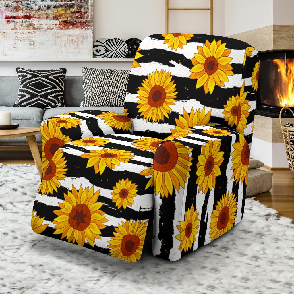 Sunflower Pattern Print Design SF010 Recliner Slipcover-JORJUNE.COM