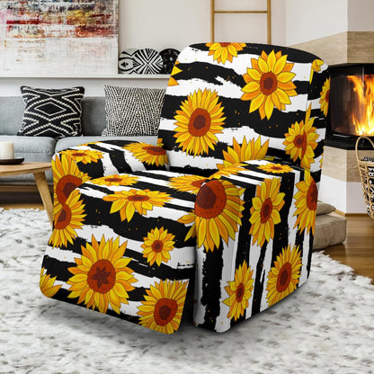 Sunflower Pattern Print Design SF010 Recliner Slipcover-JORJUNE.COM
