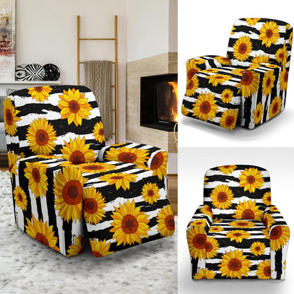 Sunflower Pattern Print Design SF010 Recliner Slipcover-JORJUNE.COM