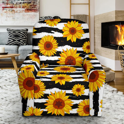 Sunflower Pattern Print Design SF010 Recliner Slipcover-JORJUNE.COM