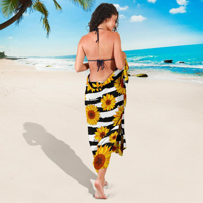 Sunflower Pattern Print Design SF010 Sarong Pareo Wrap-JORJUNE.COM