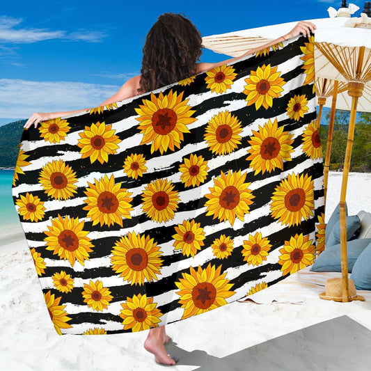 Sunflower Pattern Print Design SF010 Sarong Pareo Wrap-JORJUNE.COM