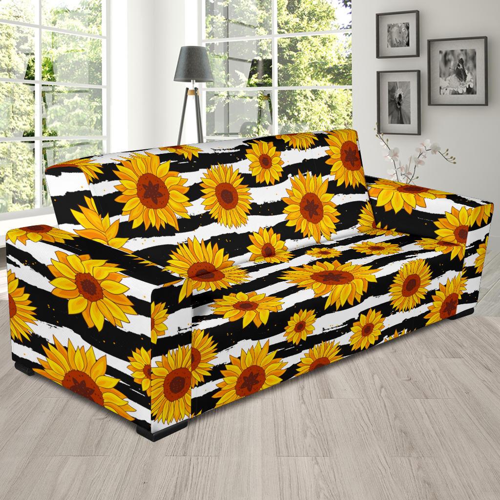 Sunflower Pattern Print Design SF010 Sofa Slipcover-JORJUNE.COM