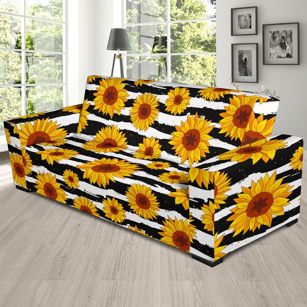 Sunflower Pattern Print Design SF010 Sofa Slipcover-JORJUNE.COM