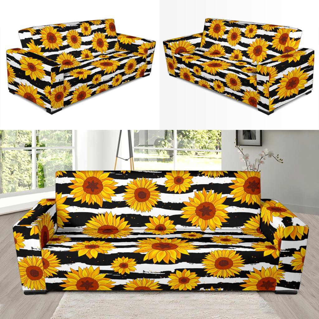 Sunflower Pattern Print Design SF010 Sofa Slipcover-JORJUNE.COM
