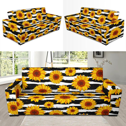 Sunflower Pattern Print Design SF010 Sofa Slipcover-JORJUNE.COM