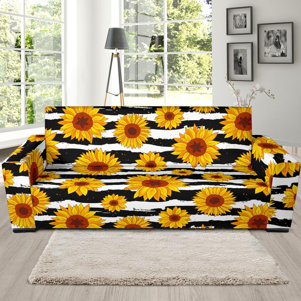 Sunflower Pattern Print Design SF010 Sofa Slipcover-JORJUNE.COM