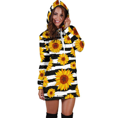 Sunflower Pattern Print Design SF010 Women Hoodie Dress