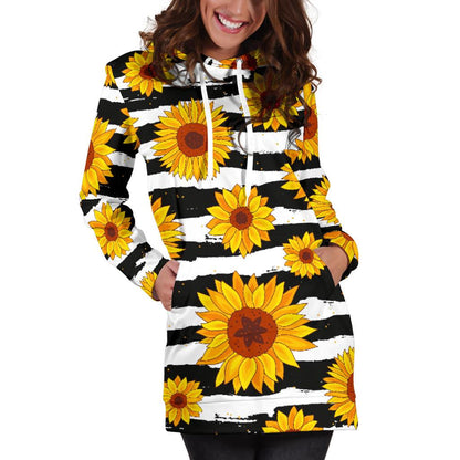 Sunflower Pattern Print Design SF010 Women Hoodie Dress