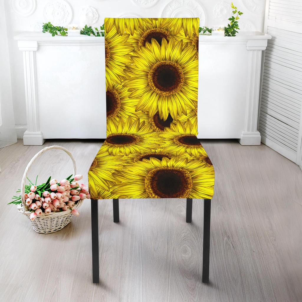 Sunflower Pattern Print Design SF011 Dining Chair Slipcover-JORJUNE.COM