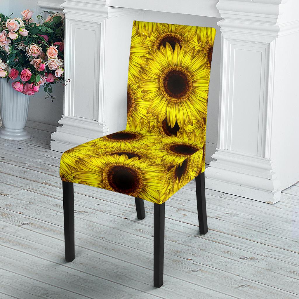 Sunflower Pattern Print Design SF011 Dining Chair Slipcover-JORJUNE.COM