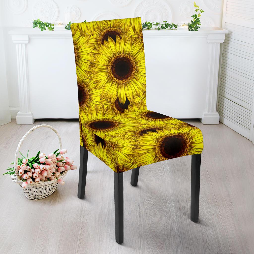 Sunflower Pattern Print Design SF011 Dining Chair Slipcover-JORJUNE.COM