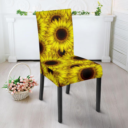 Sunflower Pattern Print Design SF011 Dining Chair Slipcover-JORJUNE.COM