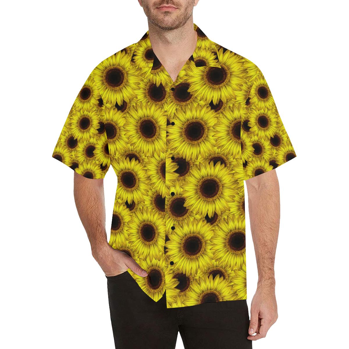 Sunflower Pattern Print Design SF011 Men Hawaiian Shirt-JorJune