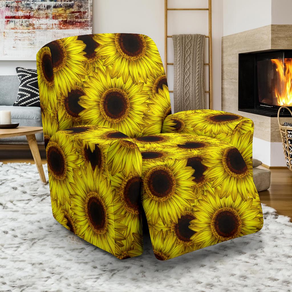 Sunflower Pattern Print Design SF011 Recliner Slipcover-JORJUNE.COM