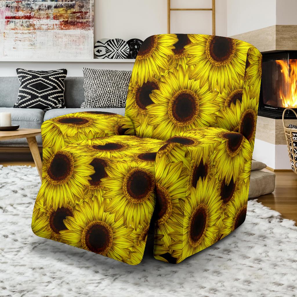 Sunflower Pattern Print Design SF011 Recliner Slipcover-JORJUNE.COM
