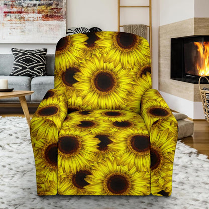Sunflower Pattern Print Design SF011 Recliner Slipcover-JORJUNE.COM