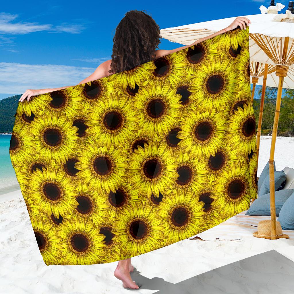 Sunflower Pattern Print Design SF011 Sarong Pareo Wrap-JORJUNE.COM