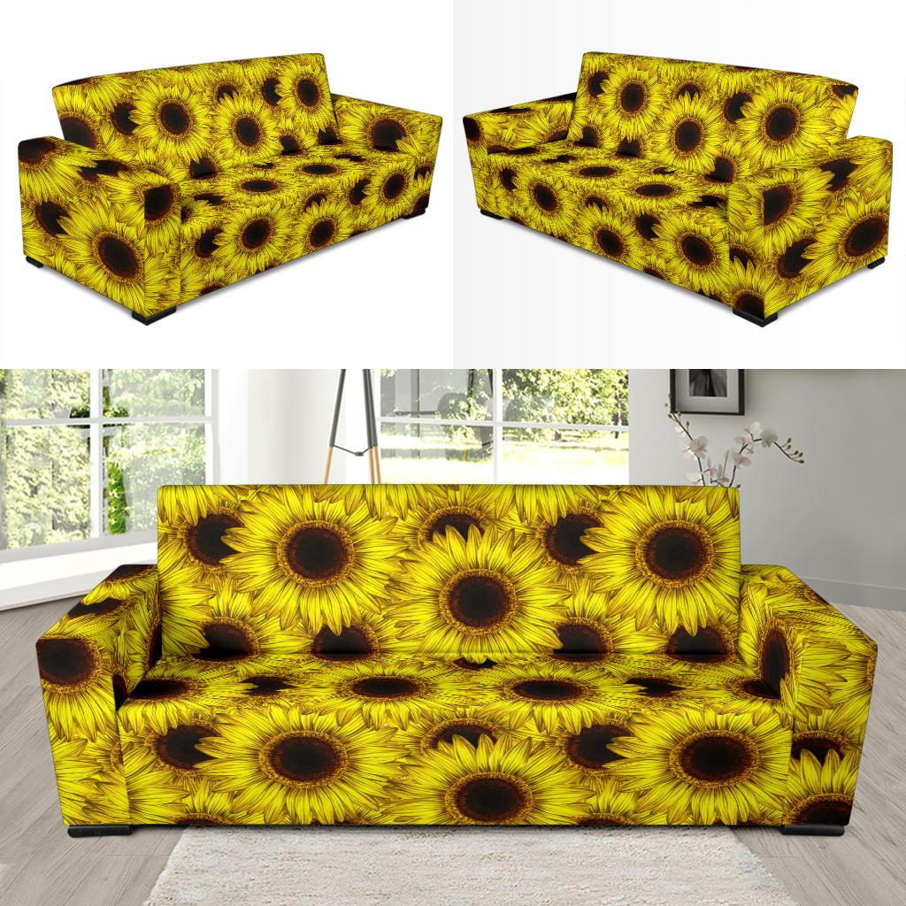 Sunflower Pattern Print Design SF011 Sofa Slipcover-JORJUNE.COM