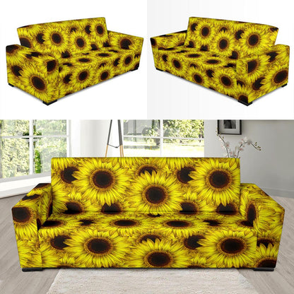 Sunflower Pattern Print Design SF011 Sofa Slipcover-JORJUNE.COM