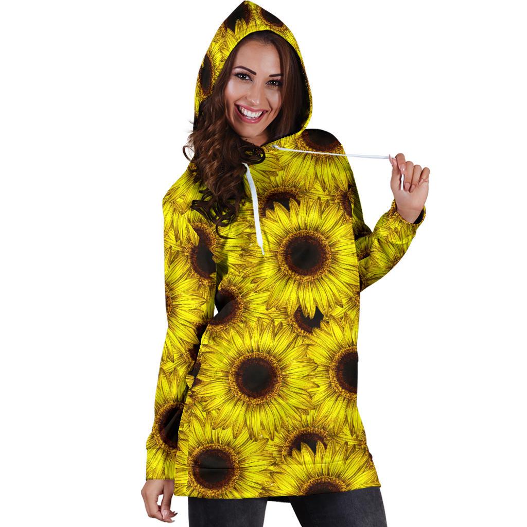 Sunflower Pattern Print Design SF011 Women Hoodie Dress