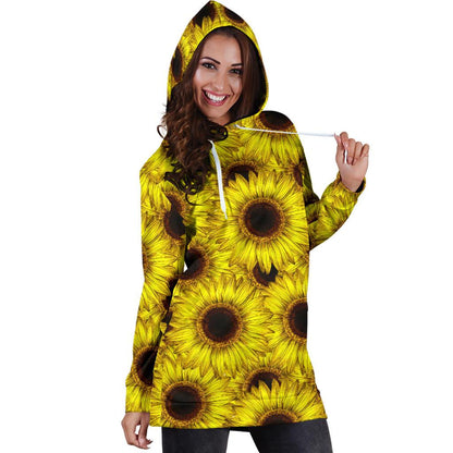 Sunflower Pattern Print Design SF011 Women Hoodie Dress