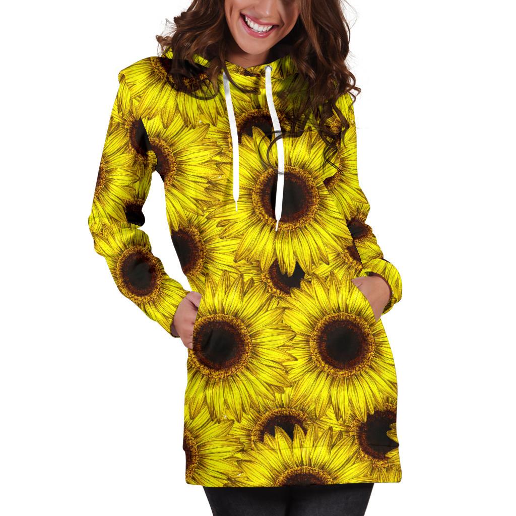 Sunflower Pattern Print Design SF011 Women Hoodie Dress