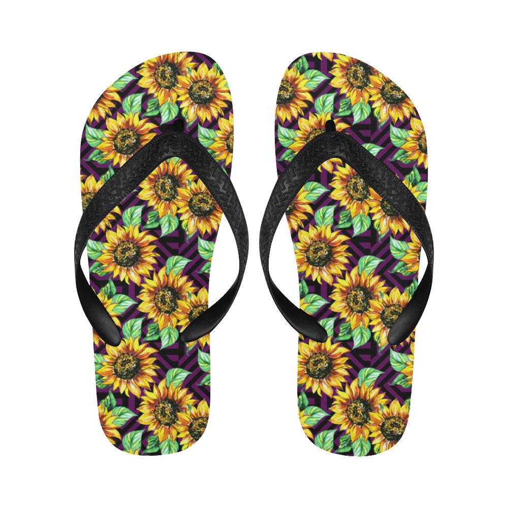 Sunflower Pattern Print Design SF012 Flip Flops-JorJune