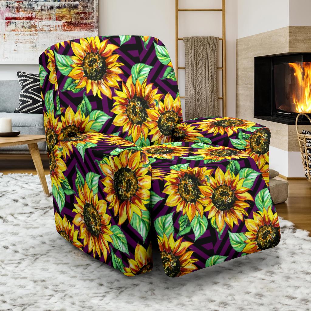 Sunflower Pattern Print Design SF012 Recliner Slipcover-JORJUNE.COM