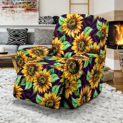Sunflower Pattern Print Design SF012 Recliner Slipcover-JORJUNE.COM