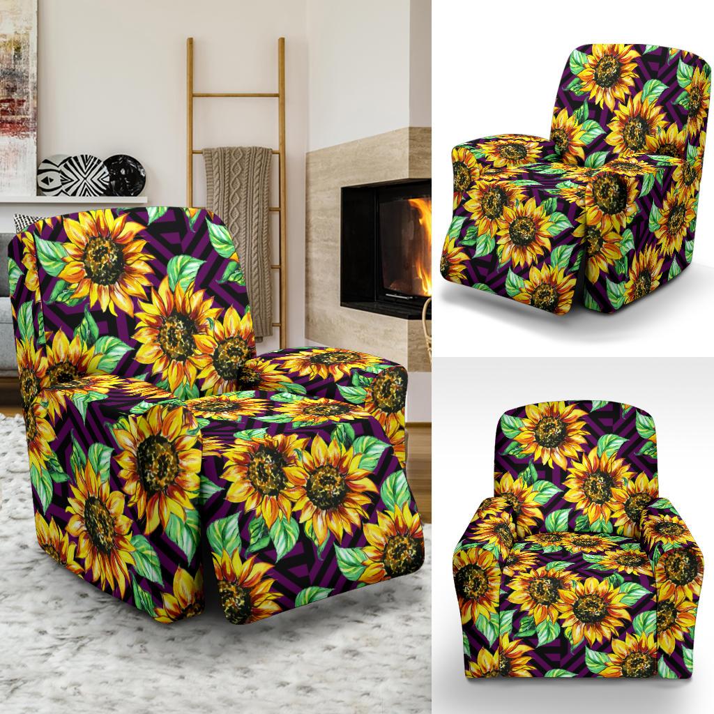 Sunflower Pattern Print Design SF012 Recliner Slipcover-JORJUNE.COM