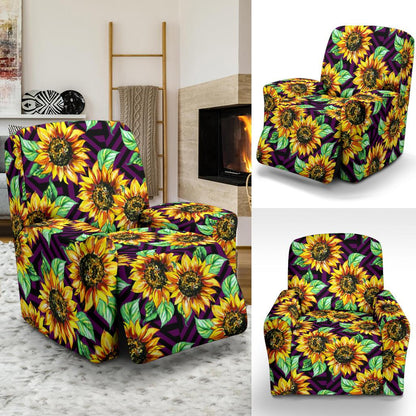 Sunflower Pattern Print Design SF012 Recliner Slipcover-JORJUNE.COM