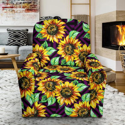 Sunflower Pattern Print Design SF012 Recliner Slipcover-JORJUNE.COM