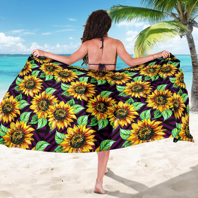 Sunflower Pattern Print Design SF012 Sarong Pareo Wrap-JORJUNE.COM