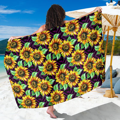 Sunflower Pattern Print Design SF012 Sarong Pareo Wrap-JORJUNE.COM