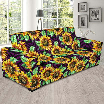 Sunflower Pattern Print Design SF012 Sofa Slipcover-JORJUNE.COM