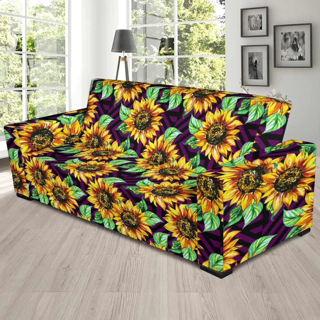 Sunflower Pattern Print Design SF012 Sofa Slipcover-JORJUNE.COM