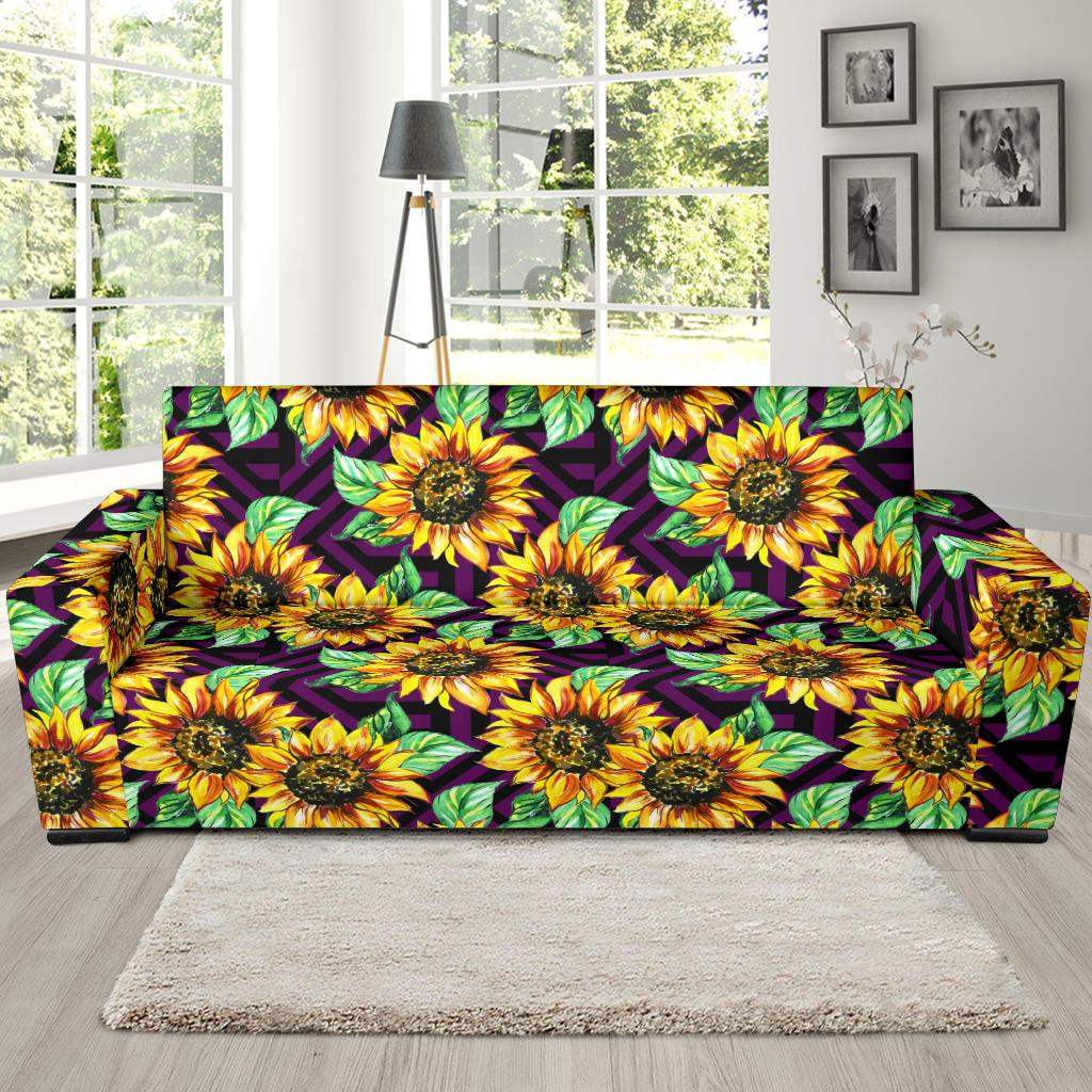 Sunflower Pattern Print Design SF012 Sofa Slipcover-JORJUNE.COM