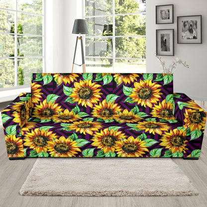 Sunflower Pattern Print Design SF012 Sofa Slipcover-JORJUNE.COM