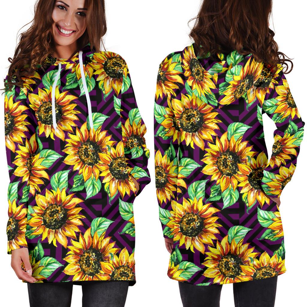 Sunflower Pattern Print Design SF012 Women Hoodie Dress