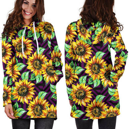 Sunflower Pattern Print Design SF012 Women Hoodie Dress
