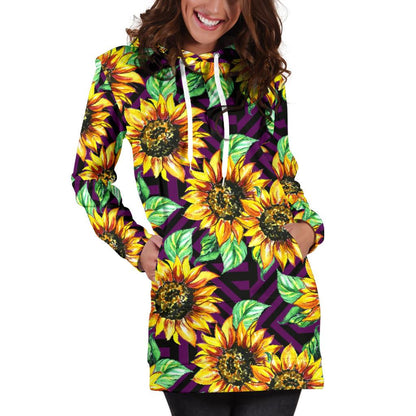 Sunflower Pattern Print Design SF012 Women Hoodie Dress