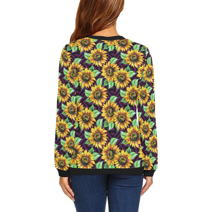 Sunflower Pattern Print Design SF012 Women Long Sleeve Sweatshirt-JorJune