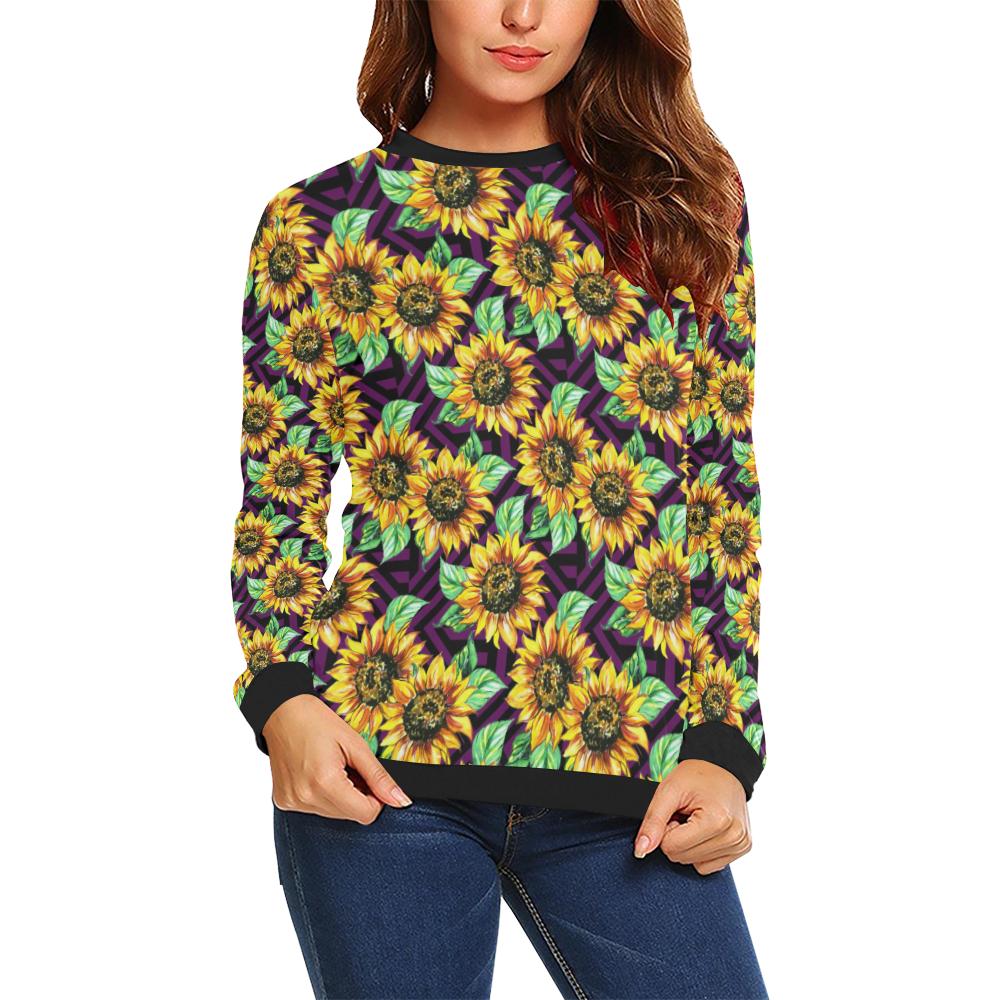 Sunflower Pattern Print Design SF012 Women Long Sleeve Sweatshirt-JorJune